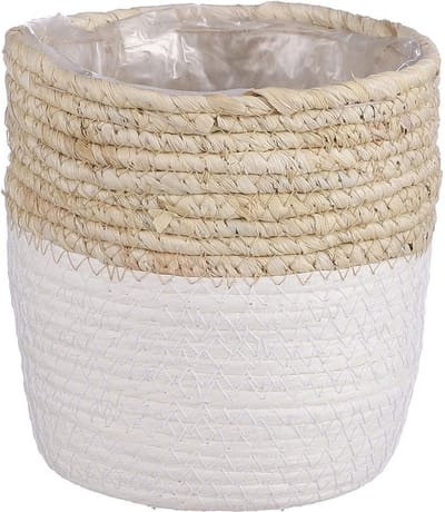 MICA DECORATIONS RACHEL MAND VOOR PLANTEN - H16 X Ø16 CM - MAISBLAD - WIT