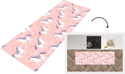 Keukenloper - Loper keuken - Paard - Hart - Patronen - 150x50 cm - Keukenloper vinyl