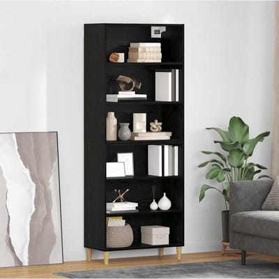 vidaXL - Highboard - Zwart - Eiken - 69,5 - x - 32,5 - x - 180 - cm - Bewerkt - hout