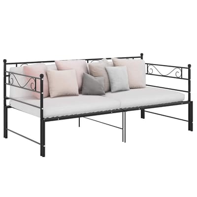 vidaXL - Slaapbank - uittrekbaar - metaal - zwart - 90x200 - cm
