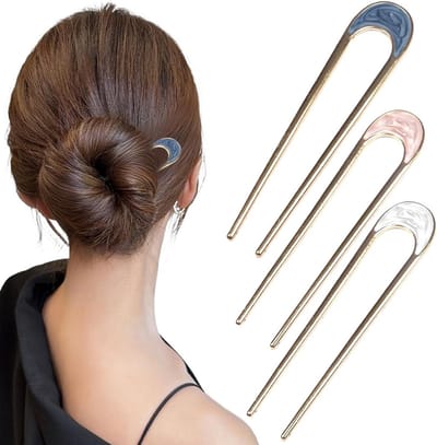 Metalen French Hair Pins U-vorm 3 stuks voor krullend, glad en dik haar