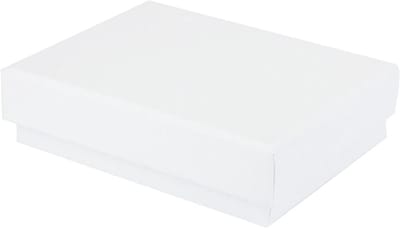 Emartbuy Set of 48 White Cardboard Jewelry Hanging Boxes, Ring Boxes, Gift Box for Anniversaries, Weddings, Birthdays, Dimensions: 9 cm x 7 cm x 2.5 cm