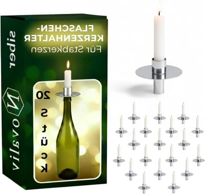Kandelaars Flessenhals - Kaarsenhouder Fles - Decoratief Gebruik - Opvangplaat Druipwas - 20 stuks - Zilver