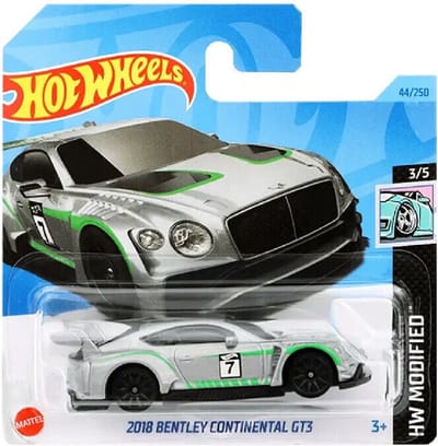 HOT WHEELS 2018 BENTLEY CONTINENTAL 7 GT3 SILBER 44/250 1:64 HW MODIFIED 3/5