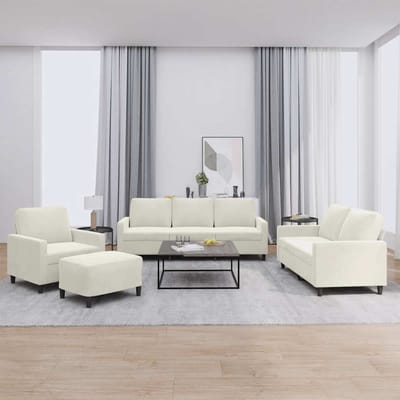 vidaXL - 4-delige - Loungeset - met - kussens - fluweel - crèmekleurig