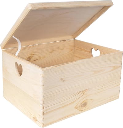Grote Houten Opbergdoos met Deksel - 40 x 30 x 24 cm | Ideaal voor Documenten, Speelgoed en Gereedschap