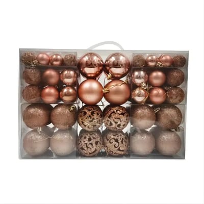 Livano Kerstballen - Kerstversiering - Plastic - Rose/Goud - Kerstballenset - 100 stuks