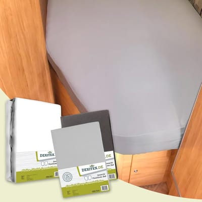 Textielpakket Frans bed - 1 molton met 2 hoeslakens - links 1 x Licht grijs + 1 x Antraciet