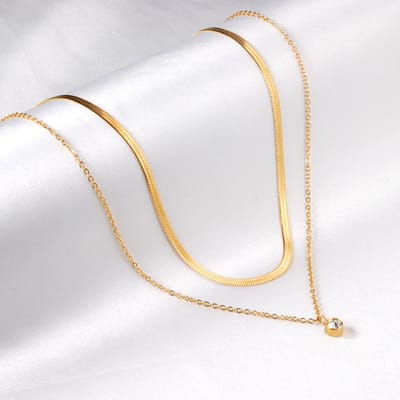 Dames ketting - 18 karaat gold plated met zirkonia steen 40 - 45 cm
