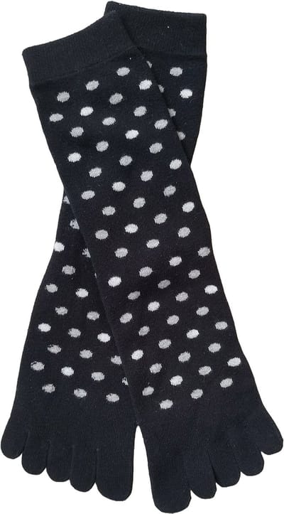 Bonnie Doon Teen Sokken met Stippen Zwart Dames maat 36/42 - Toe Sock Dots - Gladde naden - Teensokken - 1 paar - Slippers - Quarters - Lengte net boven enkel -Stippen - Black - BP231001.101