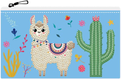 Diamond Dotz Etui met rits - Llama Party - ronde steentjes