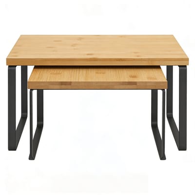 Opbergrek 2-delige set, opbergrek, opslagrek 29,7 x 19,5 x 15,5 cm + 29,7 x 18,5 x 13,6 cm, zwart + naturel, kastplanken, organiseerrek, stapelbaar kruidenrek, stevig metalen frame, geschikt voor keuken, kantoor en eetkamer,