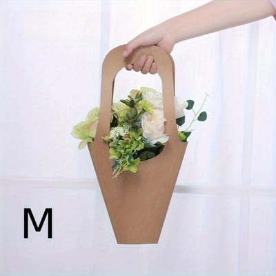 Bruine Kraft Papieren Bloem Cadeautassen met Handvatten | Boeketverpakking voor Huisdecoratie, Bruiloften en Speciale Gelegenheden