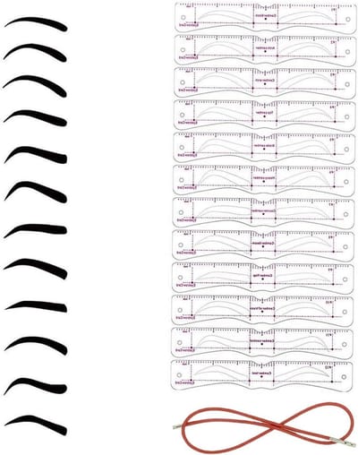 Wenkbrauw Sjablonen - Make-up Tool - Wenkbrauwen Vormgeven - Herbruikbaar Met Band - 12 Stuks - Niet gespecificeerd