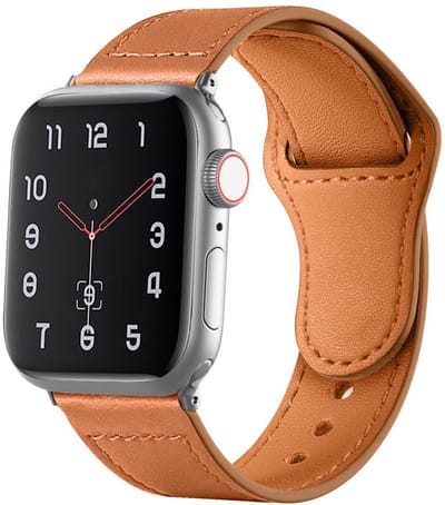 Leren bandje - geschikt voor Apple Watch 1/2/3/4/5/6/7/8/9/10/11/ SE (1,2,3) met maat 38 mm / 40 mm / 41 mm en 42 mm (Watch 10/11) - leer met druksluiting - bruin