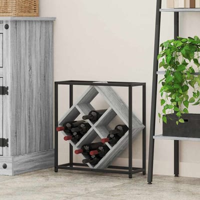 vidaXL - Wijnrek - 16 - flessen - Bewerkt - hout - Grijs - Sonoma
