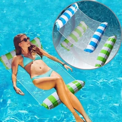 Tweedelige opblaasbare hangmatset - Waterhangmat - Geschikt voor zwembaden - Opblaasbare hangmatten perfect Geschikt voor zomerse spelletjes en strandfeesten.