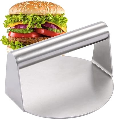 Burgerpers Gietijzer - Steakpers Rond - Hamburgers Maken - Gelijkmatige Druk - 14 cm - Zwart