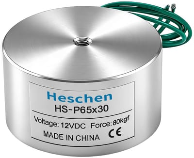 Dailygoods - Electromagnet - Solenoid - 80 kg aantrekkingskracht - Diameter 65 mm - DC12V 13W - Voor industriële toepassingen - Hoogwaardige kwaliteit