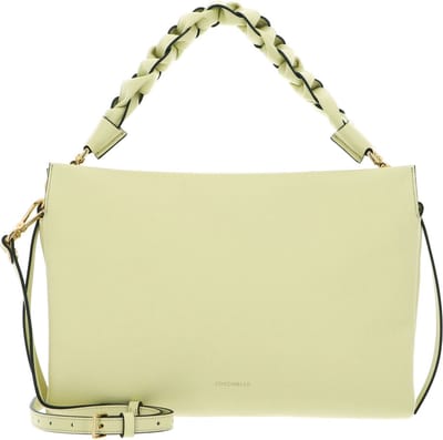 COCCINELLE Leren Handtas Schoudertas Boheme Grana Double Hand Bag Lime Was / Pow. Pi Lichtgeel