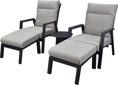 Barolo lounge balkonset 5 delig verstelbaar antraciet aluminium