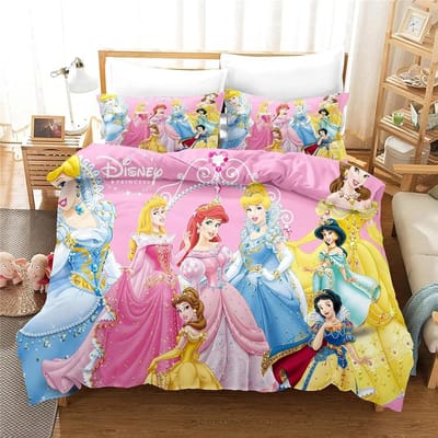 Cinderella Prinses Beddengoed Sets Sneeuwwitje Cinderella Dekbedovertrek En Kussenslopen Cartoon 3D Kinder Meisje Dekbedovertrek Set US Twin(172*218cm)3pcs