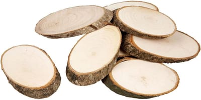 Creativ Decoratie boomschijven met bast - 40x - 7 x 4 cm - boomschijfjes DIY - hout