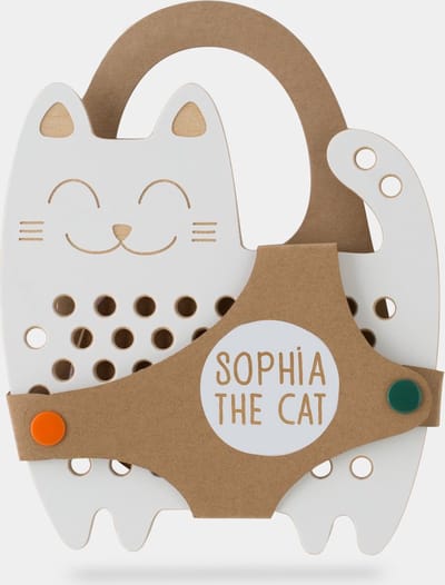 Inrijgplank hout | Sophia de kat | veterspel | educatief montessori speelgoed | motoriek speelgoed | Milintoys