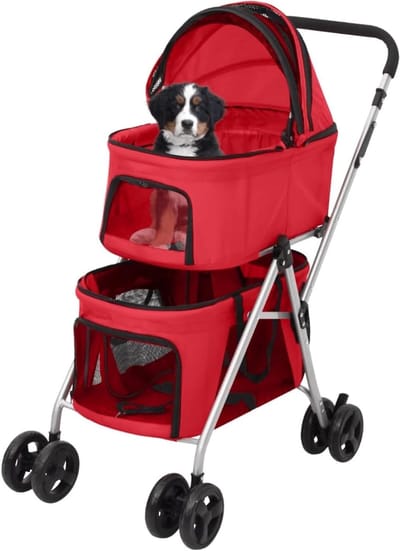 Hondenbuggy Opvouwbaar - Hondentrolley Reisbuggy - Comfortabel Reizen - Ruimte voor Twee Honden - 83 x 48 x 97 cm
