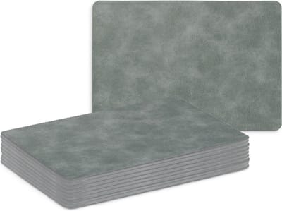 Zeller Placemats - 10x - lederlook - grijs - 42 x 30 cm - tafel dekken - onderleggers