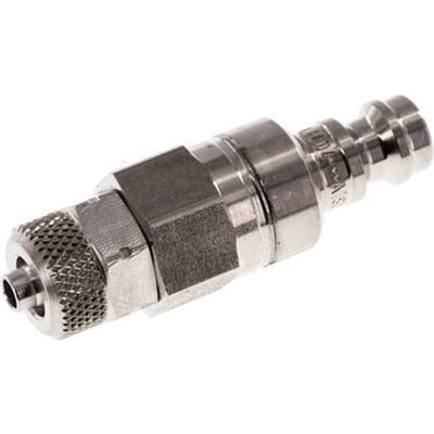 RVS 306L DN 5 Luchtkoppeling Insteeknippel 4x6 mm Push-On Double Shut-Off - CLP5-N-SSL-SV-P-4
