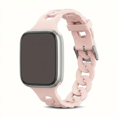 Roze horlogebandje voor smartwatch dames en heren met ultra dun schakel design van silicone en vaste sluiting, Geschikt voor Apple Watch 38 mm / 40 mm / 41 mm / 42 mm (serie 10 / 11)