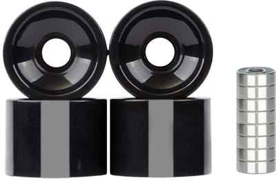 Unyqoos® Zwarte zachte longboard wielen van 70 mm met hoogwaardige kogellagers