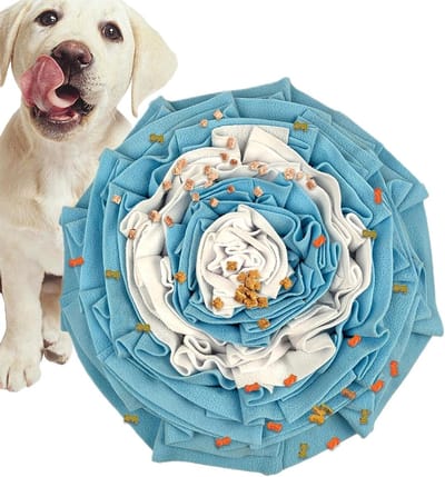 Snuffelmat Honden - Interactief Speelgoed - Mentale Stimulatie - Antislip Technologie - 45x45x2cm - Blauw Wit