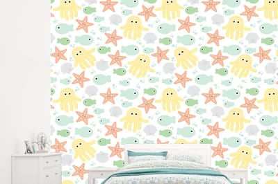 Behang - Fotobehang Zeedieren - Baby - Schelpen - Breedte 245 cm x hoogte 220 cm