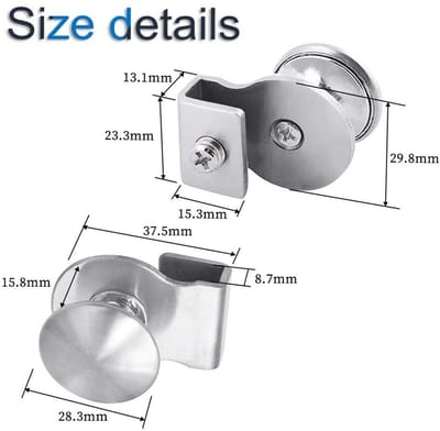 Dailygoods- Deurklink Roestvrij Staal - Glazen Deurklink - Antislip - 4 Stuks - Voor 5-6 mm Glas - Eenvoudig Te Monteren - Deurgrepen