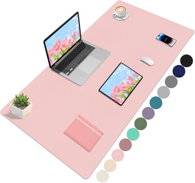SnelShoppen - Niviy XXL Bureauonderlegger 120x60 cm, Antislip PU-leer, Waterdicht Bureau-muismat voor Kinderen, Bureau-organizer, Roze voor Kantoor, T