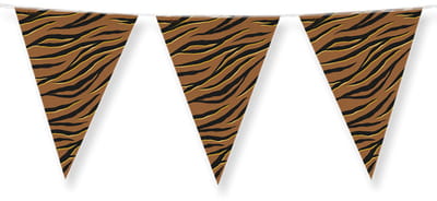 Dubbelzijdige Vlaggenlijn | Set á 6 stuks | Lengte: 10 meter | Thema: Tijger | Kleur: Bruin