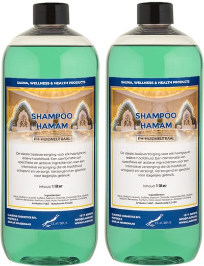 Shampoo Hamam 1 liter met dop - set van 2 stuks - voordeelverpakking - haarverzorging
