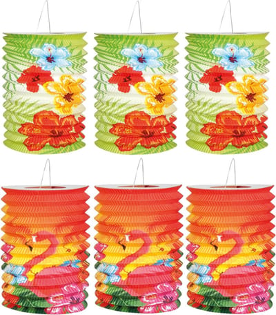 Boland Lampionnen Hawaii - 6x stuks - 16 cm - tropisch thema - versiering