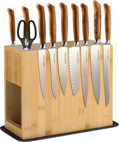 SnelShoppen - Magnetisch Messerblock voor Keuken, Sterke Magneten, Bambus, Universele Messerhouder voor Messen en Scharen, Modern Design, 2-zijdig