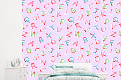 Behang - Fotobehang Alfabet - Letters - Patroon - Breedte 245 cm x hoogte 220 cm