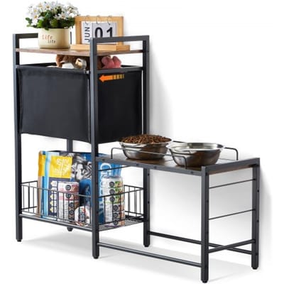 VEVOR voerstation 92 x 27 x 75 cm, verhoogde hondenbakken, verhoogde standaard voor hondenbak, voerbak, hondenbakstandaard, bakhouder met planken, hondenstang voor grote, middelgrote en kleine honden