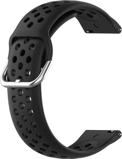 New Age Devi - Zwart siliconen bandje met extra gaatjes - geschikt voor diverse Garmin smartwatches