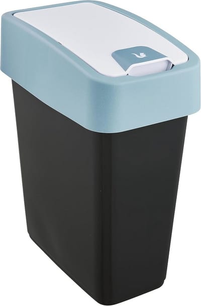 Compacte Premium Afvalbak met Flip-Deksel - 10L, Soft Touch, Magnetische Sluiting - Nordic Blue