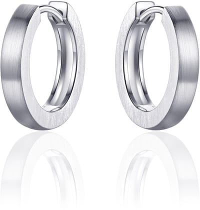 Jewels Inc. - Oorbellen - Oorringen met Scharnier - Vlak Gematteerd - 3mm Breed - 18mmØ - Gerhodineerd Zilver 925
