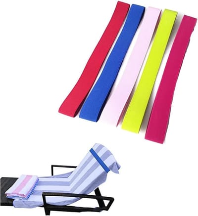 Set van 5 Kleurige Handdoek Tapes, Elastische Siliconen Handdoek Racks, Voor Strandstoelen en Ligbedden, Ideaal voor Vakantie en Stranduitjes