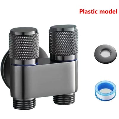 Universele Wasmachine Kraanventiel Automatisch Waterstopventiel 3 Uitgangen Aluminiumlegering Kraan Voor Wasruimte Badkamer Hoekventiel gray