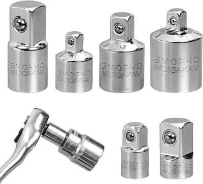 Set van 6 Stekkeradapters voor Sleutels, Universele Ratelsleutel Adapters, 1/2 Inch naar 1/4 Inch, 1/2 Inch naar 3/8 Inch, 1/4 Inch naar 3/8 Inch, Professionele Gereedschappen voor Klussen
