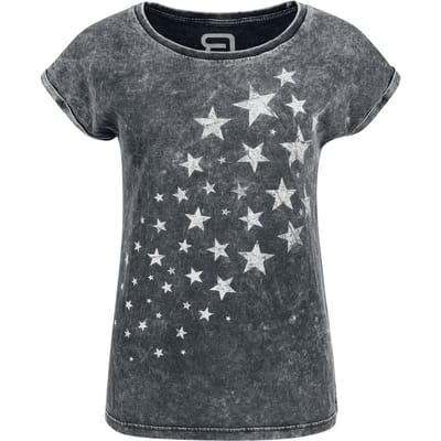 R.E.D. Rock-Engineered Design grijs T-shirt met sterrenprint en individuele wassing - Dames - M